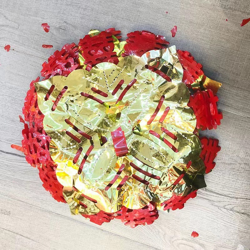 Funeral trefilado adornos de cinta multiplicidad color brillante hoja de arce melocotón corazón moneda de cobre manzana girasol