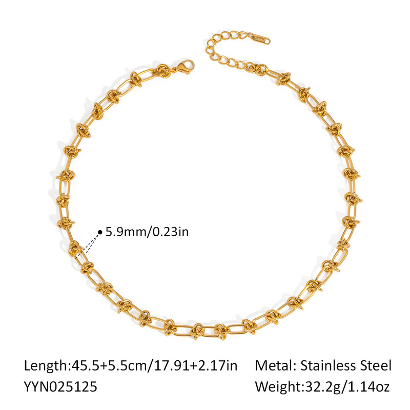クロスボーダーステンレス鋼巻き結び目ネックレスブレスレット 18K ゴールド非退色ヒップホップスタイルジュエリー卸売|undefined
