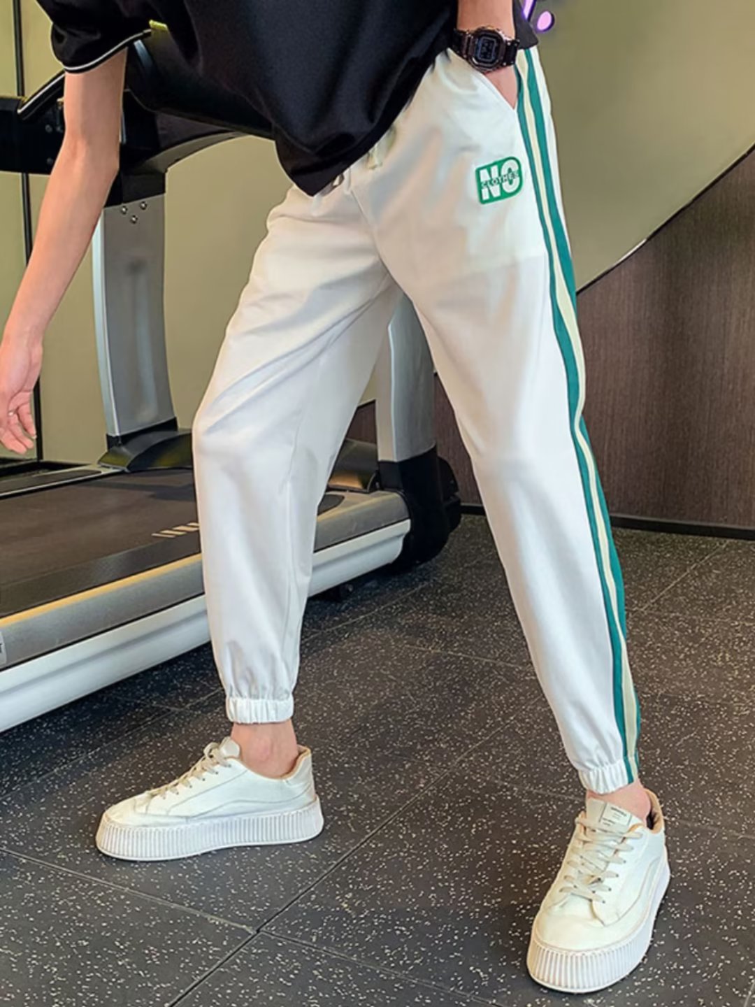 Summer thin casual for men, ruffian and handsome striped leggings, Harun cropped men's pants -- printable Tiktok face_voghion.com