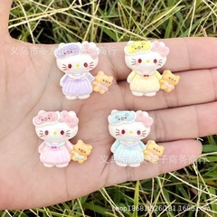 24*22mm可爱卡通KT猫咪奶油胶通孔串珠diy手机链钥匙扣车挂串笔饰