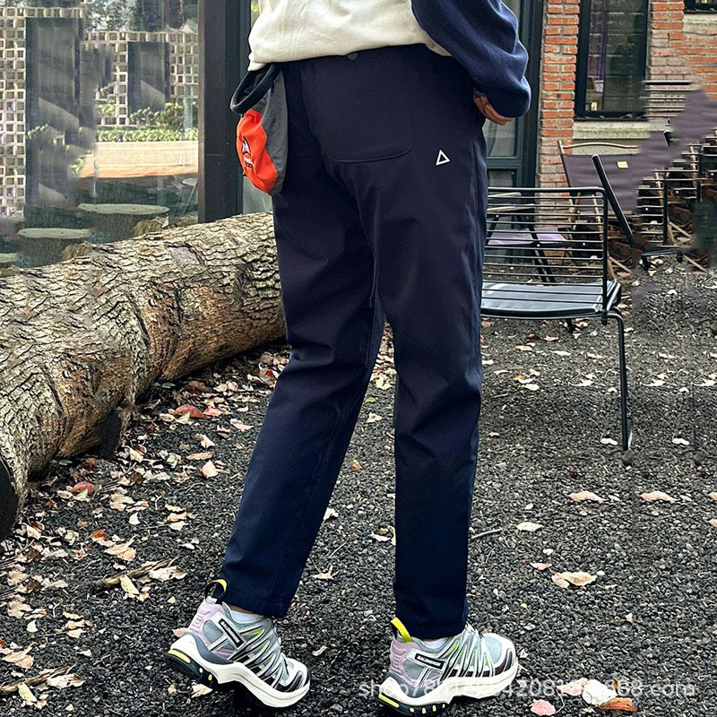 Foreign trade cross-border fleece-lined outdoor softshell pants, autumn and winter sports straight leg casual pants, multi-pocket workwear men's