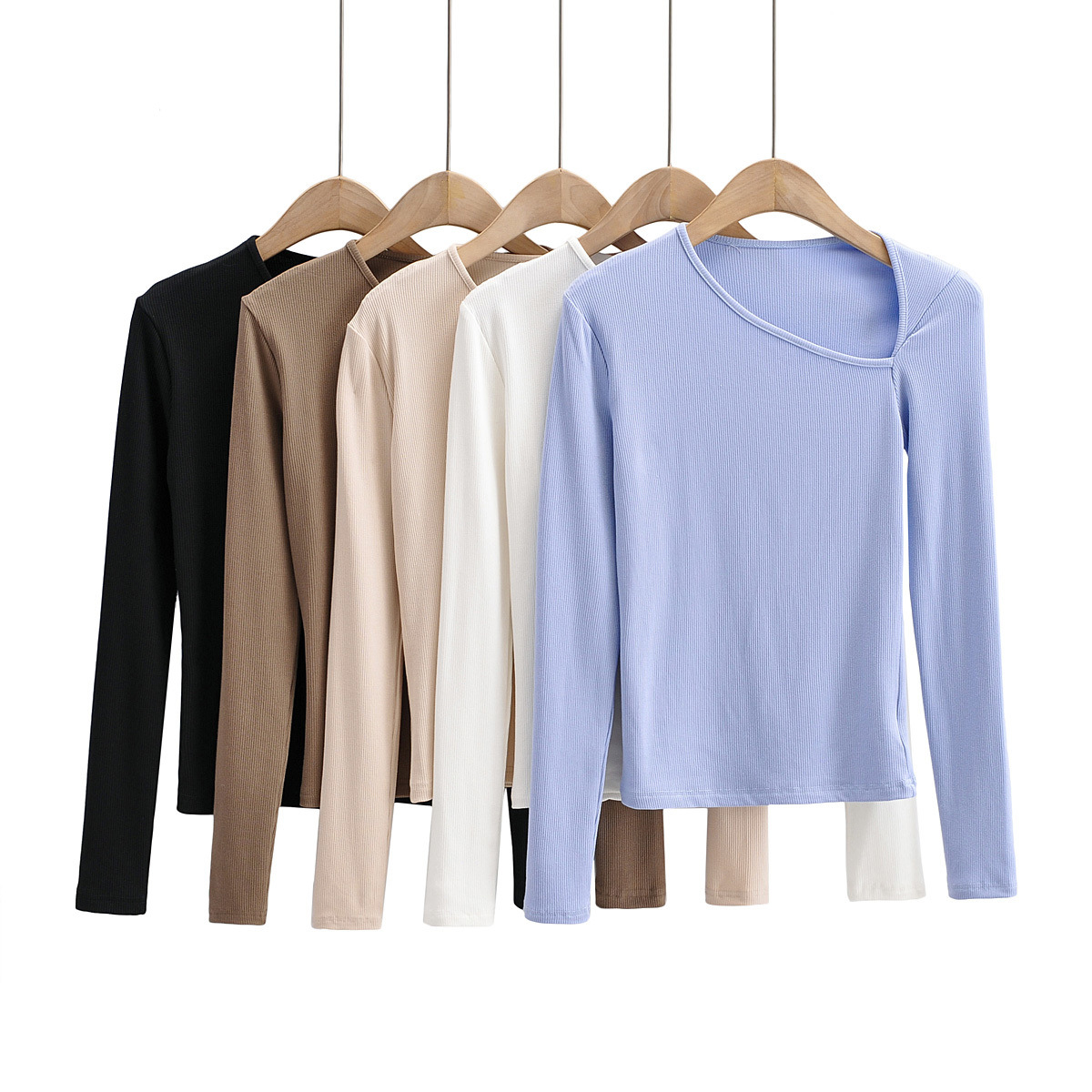 Irregular collar long-sleeved shirt NSAC48744