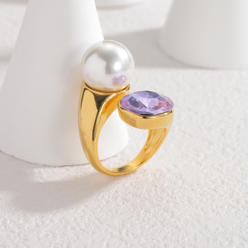 Anello donna in acciaio inox stile retrò francese con zircone_voghion.com