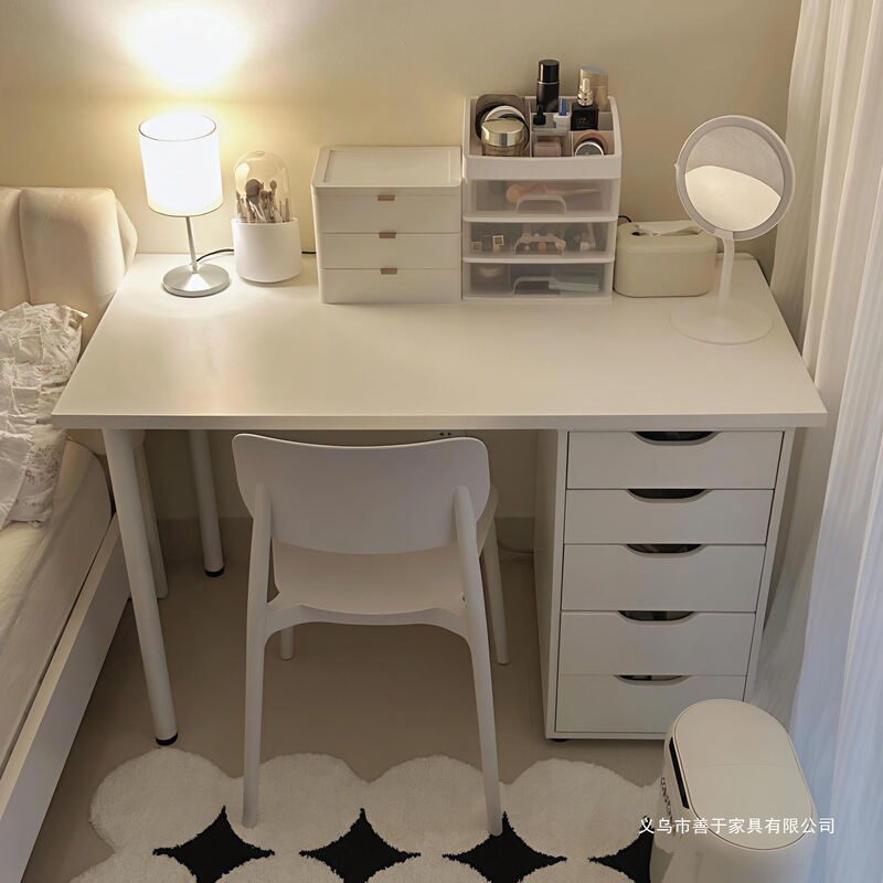 Long White Double Desk, Simple Home Office Desk, Dressing Table, Writing Desk, Computer Desk, Student and Children's Study Desk Long White Double Desk, Simple Home Office Desk, Dressing Table, Writing Desk, Computer Desk, Student and Children's Study Desk