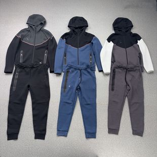 2025 Spring and Autumn New American Co-Branded High Street Retro Color Block Sweatshirt and Sweatpants Casual Sports Suit Men's Trendy