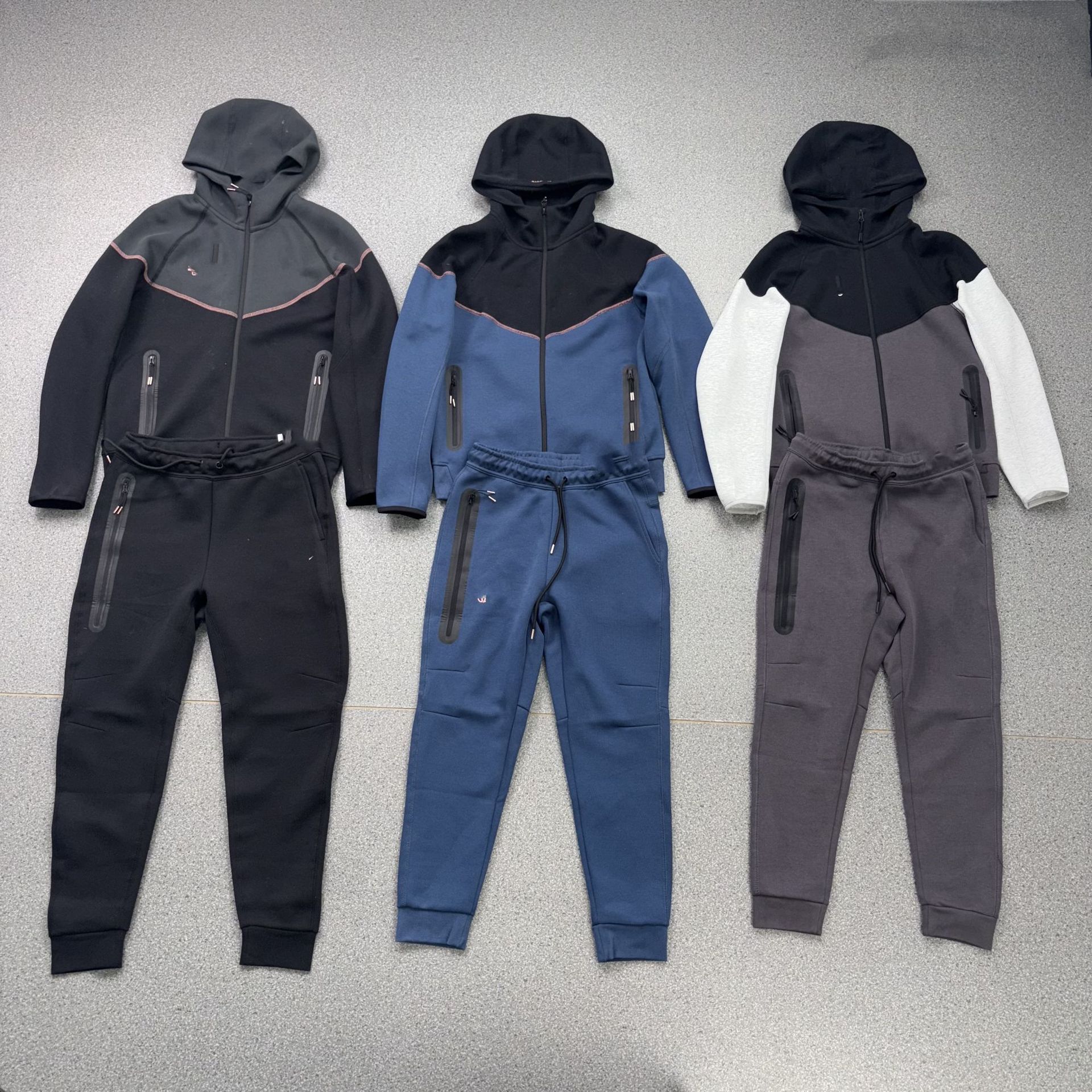 2025 primavera y otoño nuevo estilo americano marca compartida calle retro suéter a juego de colores suéter pantalones casual traje deportivo marea de los hombres