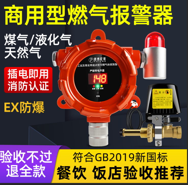 Gas Alarm Catering Restaurant Commercial Gas Leakage Industrial Explosion-Proof Paint Room Combustible Gas Detector