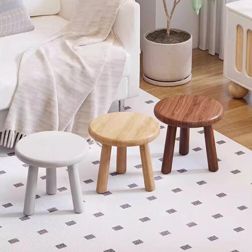 Solid wood small stool household small round stool wood low stool minimalist modern low stool living room bedroom shoe bench round stool seating stool