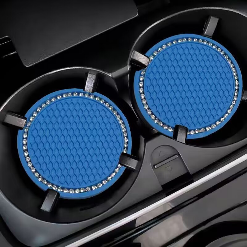 Diamante transfronterizo taza de agua estera redonda de silicona antideslizante estera taza almohadilla de aislamiento térmico rhinestone accesorios creativos del coche