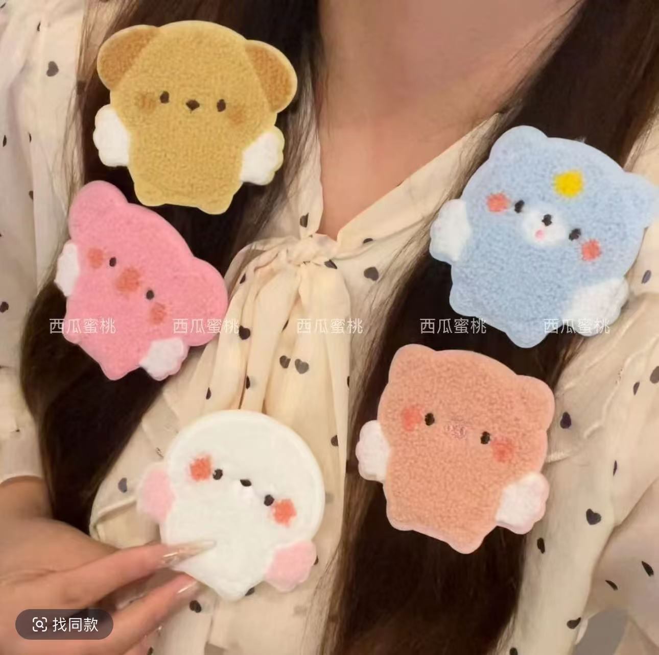 Cute cartoon animal plush bangs sticker for women, forehead hair tidying magic sticker hair accessory for girls