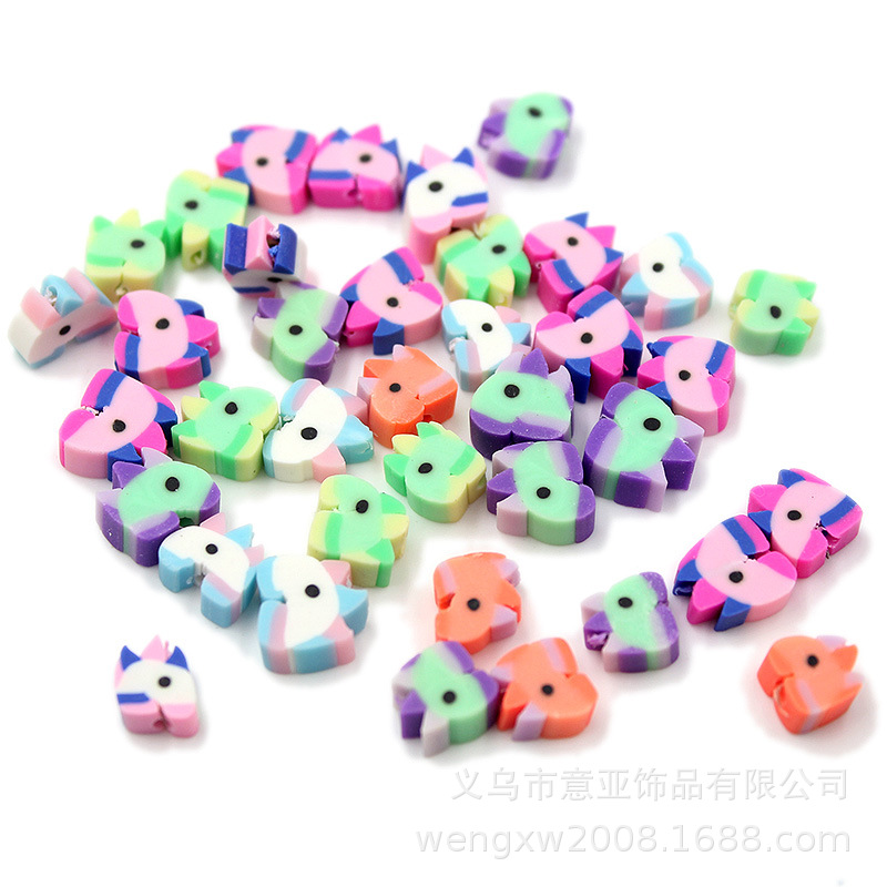 Cuentas de cerámica suave DIY, caras sonrientes, sueltas para pulseras y collares