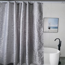 跨境亚马逊高档烫银涤纶浴帘卫生间防水防霉浴帐