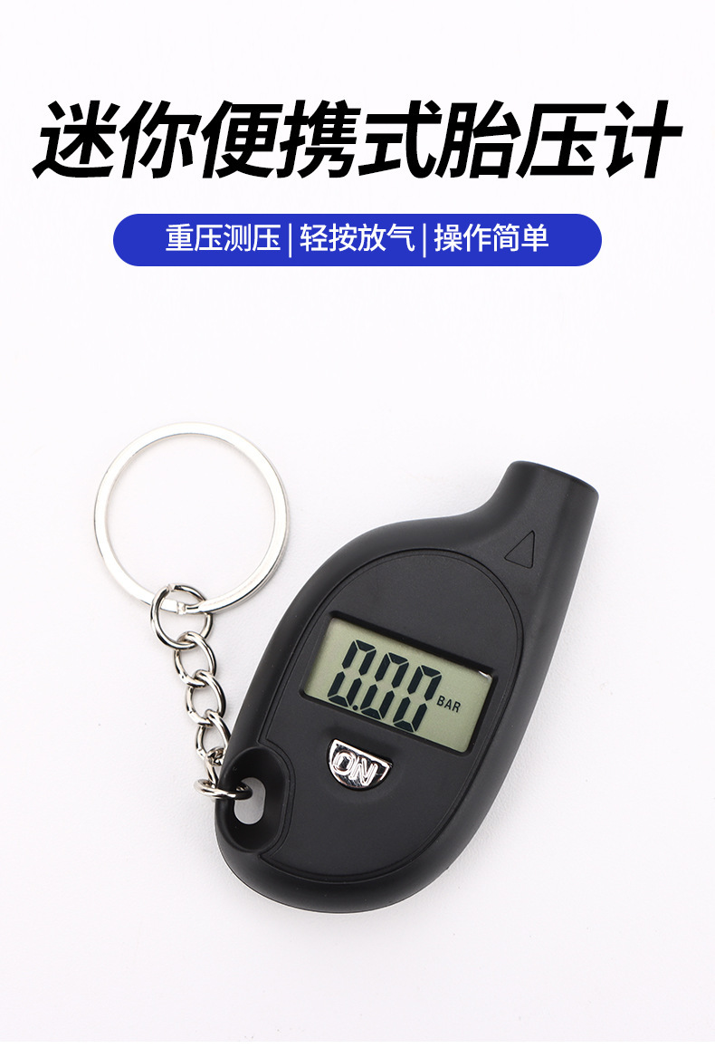 Mini Keychain Tire Pressure Gauge Car Tire Pressure Meter High-Precision Digital Display Tire Pressure Gauge Without Backlight