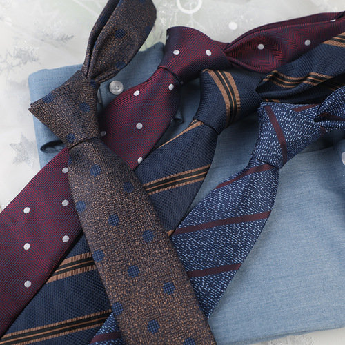 Men's business striped polyester silk 7cm hand tie formal casual collar accessories manufacturer