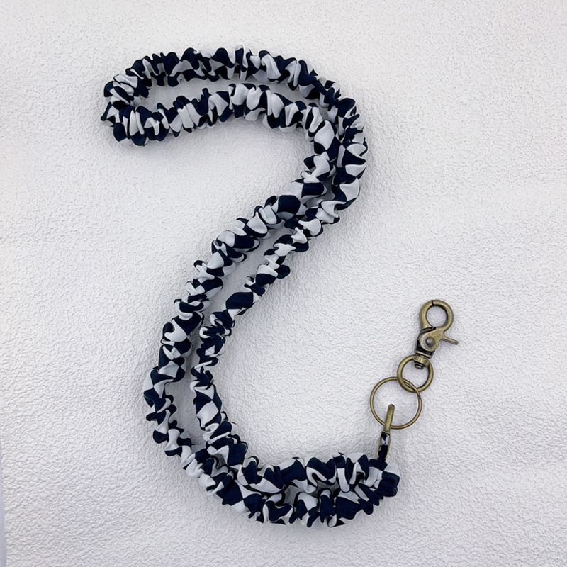 Amazon cross-border key chain large intestine elastic polyester pleated printing hanging ring buckle work card mobile phone hanging rope chain Amazon cross-border key chain large intestine elastic polyester pleated printing hanging ring buckle work card mobile phone hanging rope chain