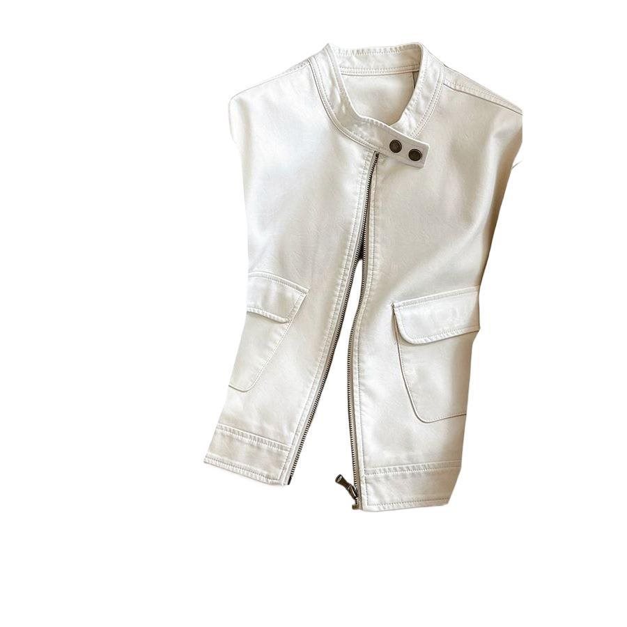 Korean Style Versatile Casual Leather Short Motorcycle Jacket for Women 2025 Spring New Retro Trendy Jacket