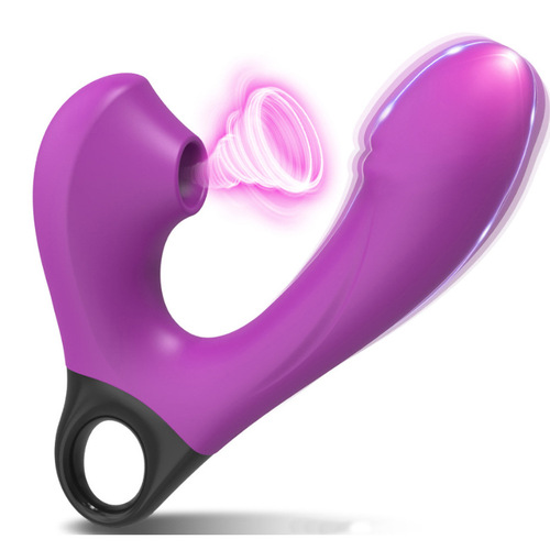 External trade new magnetic wireless charging 10 frequency vibration + 5 frequency sucking double head vibration massager for masturbation device