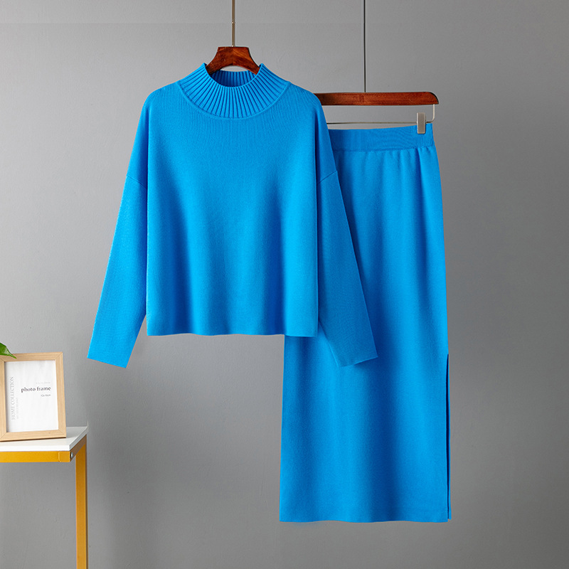 Vêtements pour femmes vêtements pour femmes 2023 automne nouvelle mode décontractée jupe longue costume deux pièces pull en gros_voghion.com