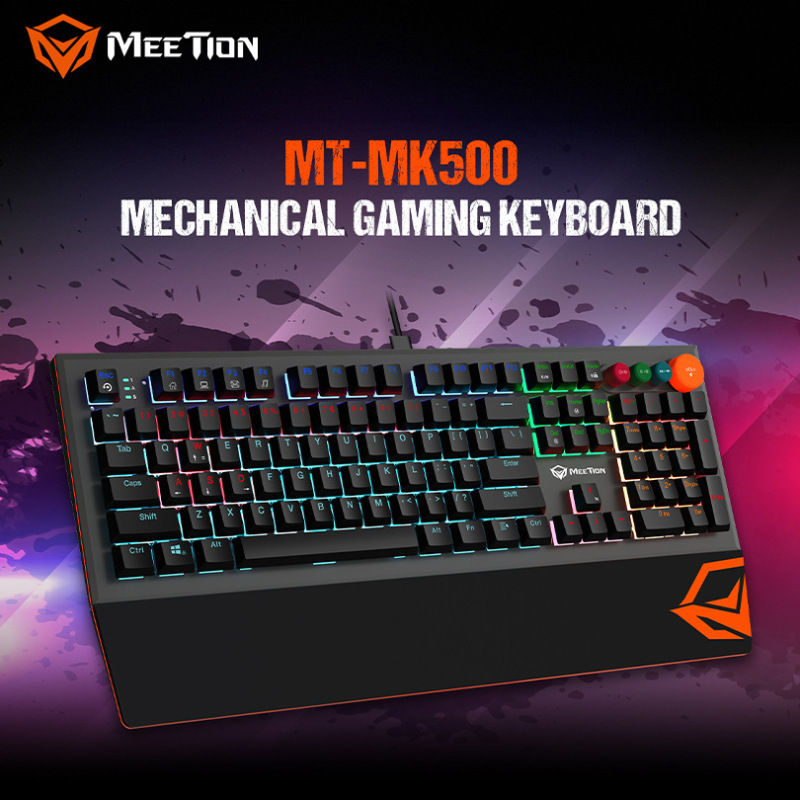 MEETiON M God MK500 RGB backlit detachable hand rest Mechanical Gaming Keyboard Arabic keyboard