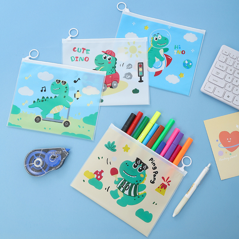 Anillo panda bolsa de archivo caricatura lindo gran capacidad estudiante papel de prueba bolsa de almacenamiento impermeable papelería bolsa de clasificación de premios