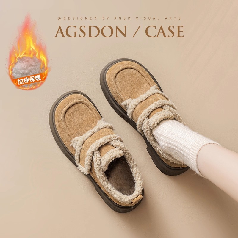 Augu Lion Dengjia terciopelo Bocken zapatos mujeres 2025 nuevo invierno otoño con suela gruesa terciopelo grueso zapatos de algodón suave