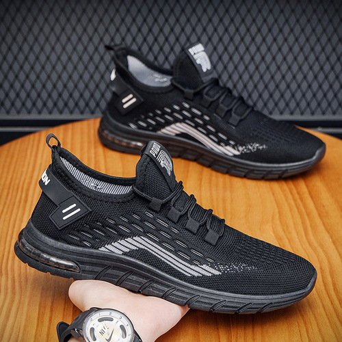 Summer fly knit sneakers men's breathable mesh running shoes wholesale men's shoes street daily travel shoes