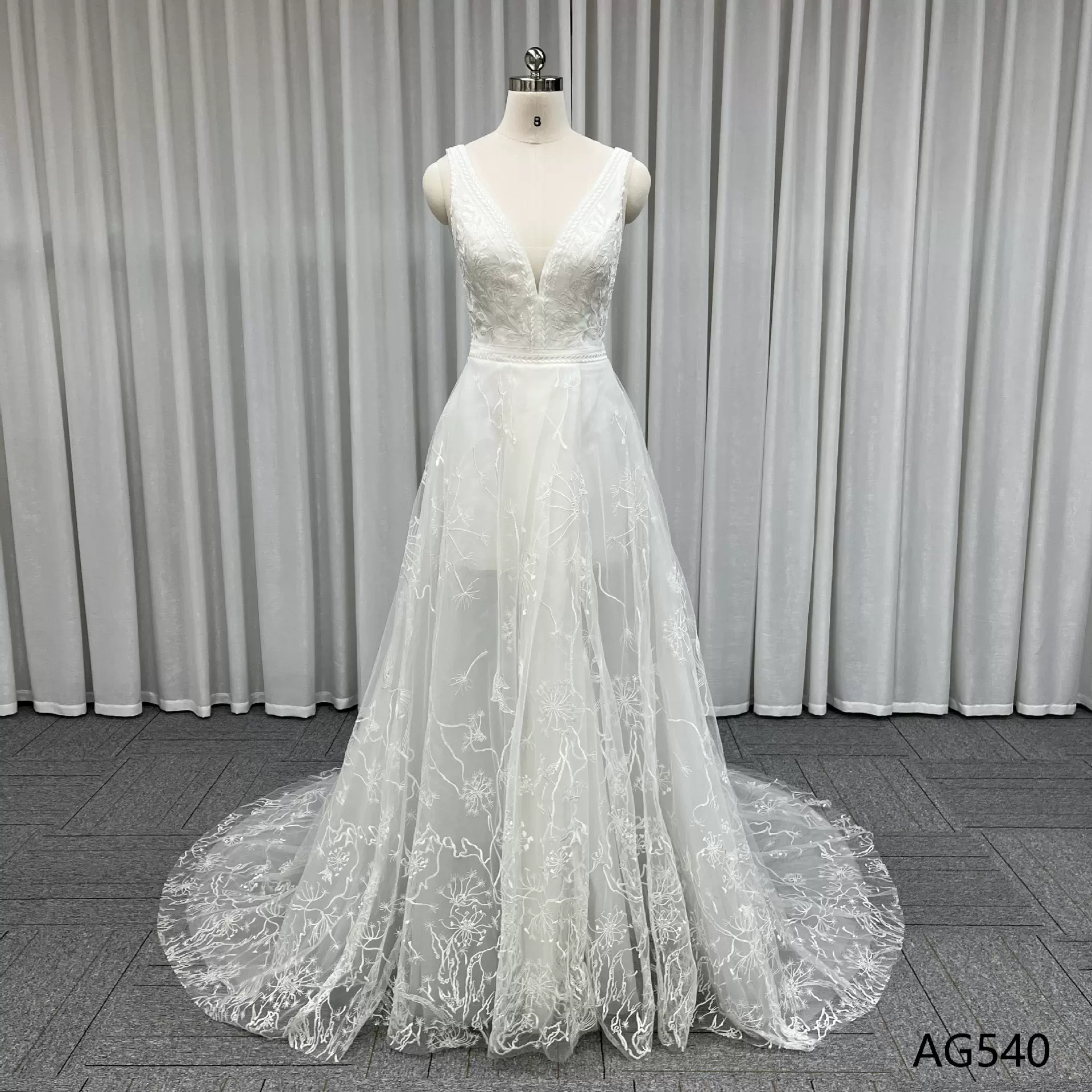 跨境欧美外贸婚纱礼服希音v领性感蕾丝连衣裙晚礼服