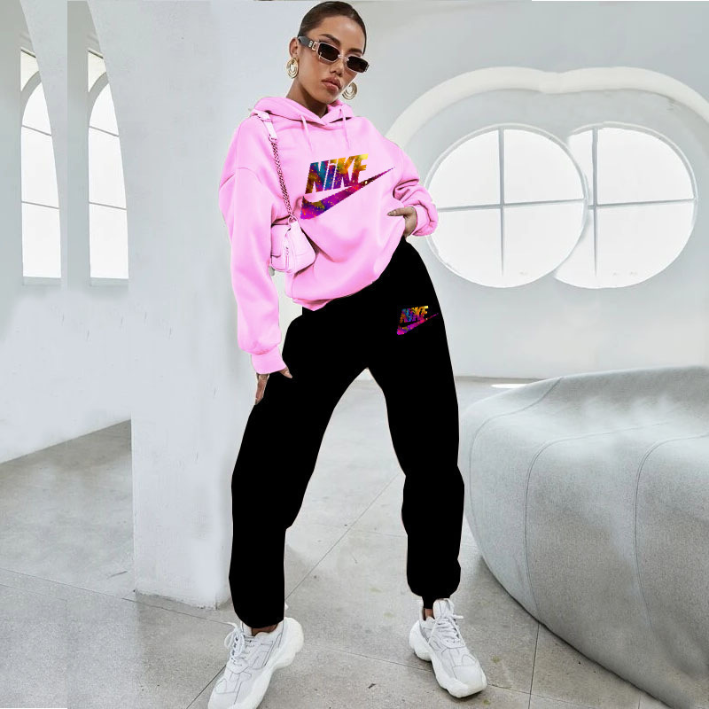 European and American Street Ladies Sweatshirt Suit Hoodie Two-Piece Casual Pullover Girl Women's Outdoor Sportswear