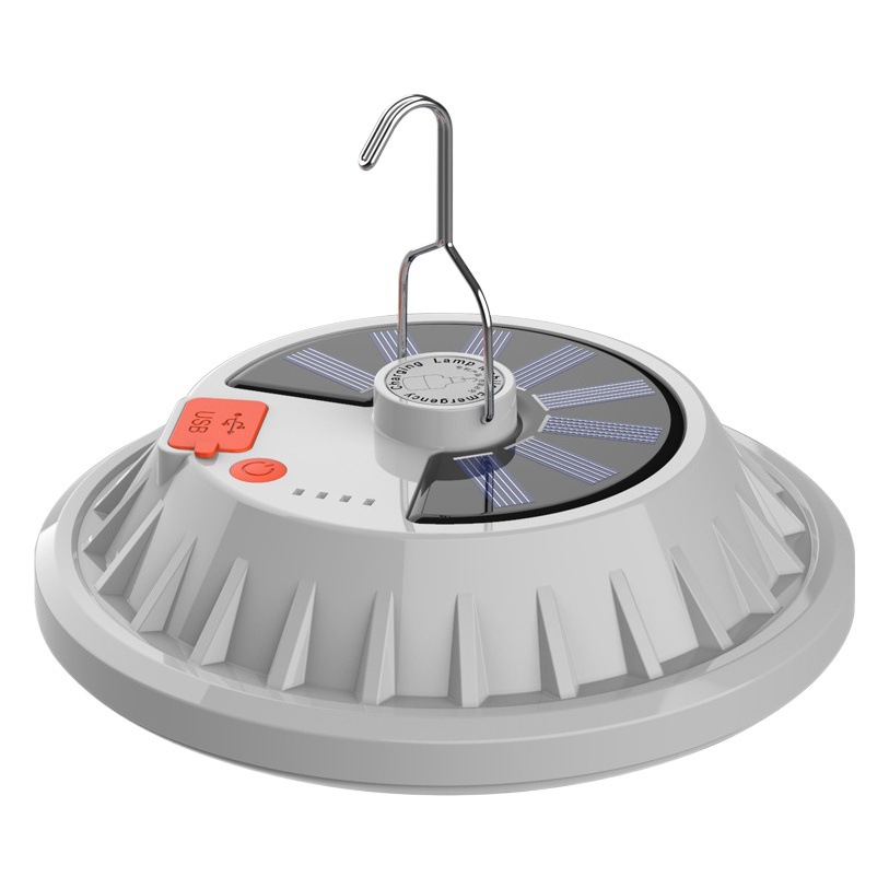 Fábrica al por mayor LED UFO luz al aire libre camping noche mercado puesto de luz de carga solar hogar control remoto luz de emergencia