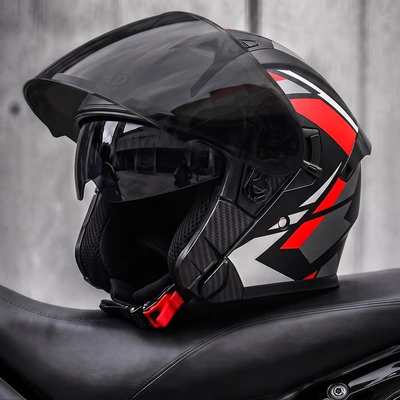 and women, suitable for all seasons, Motosiklet kaskı (dəbilqə) - red-edge-armor-black-tea-mirror-free-hd-mirror-l58-59-head-circumference