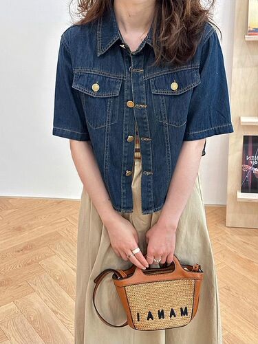 Women's Short Sleeve Denim Jacket Blouse Thin Version Summer Design Sense Minority Retro Hong Kong Style Collar Short Top Women's Trendy