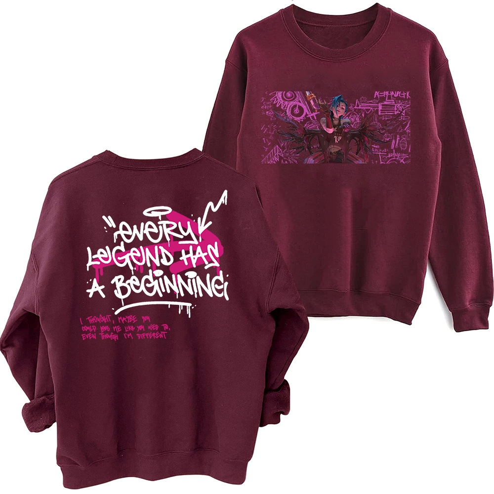 Arcane Jinx Graffiti Art Sweatshirt Harajuku Round Neck Long