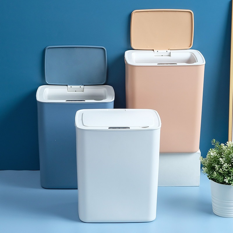 Fully automatic smart sensor trash can for home use, suitable for living rooms, kitchens, and bathrooms, with a lid, waterproof, and rechargeable, large size