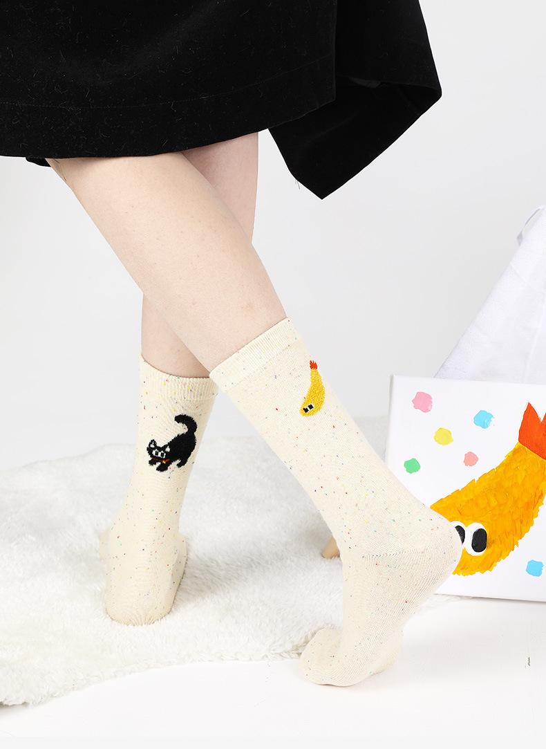 Femmes Mignon Animal Abstrait Coton Crew Socks Une Paire display picture 1