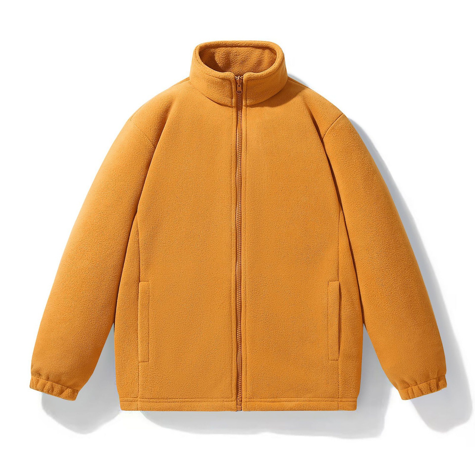 Autumn and winter fleece jacket for men, double-sided fleece lining, thickened for warmth, stand-up collar, fleece-lined jacket for women