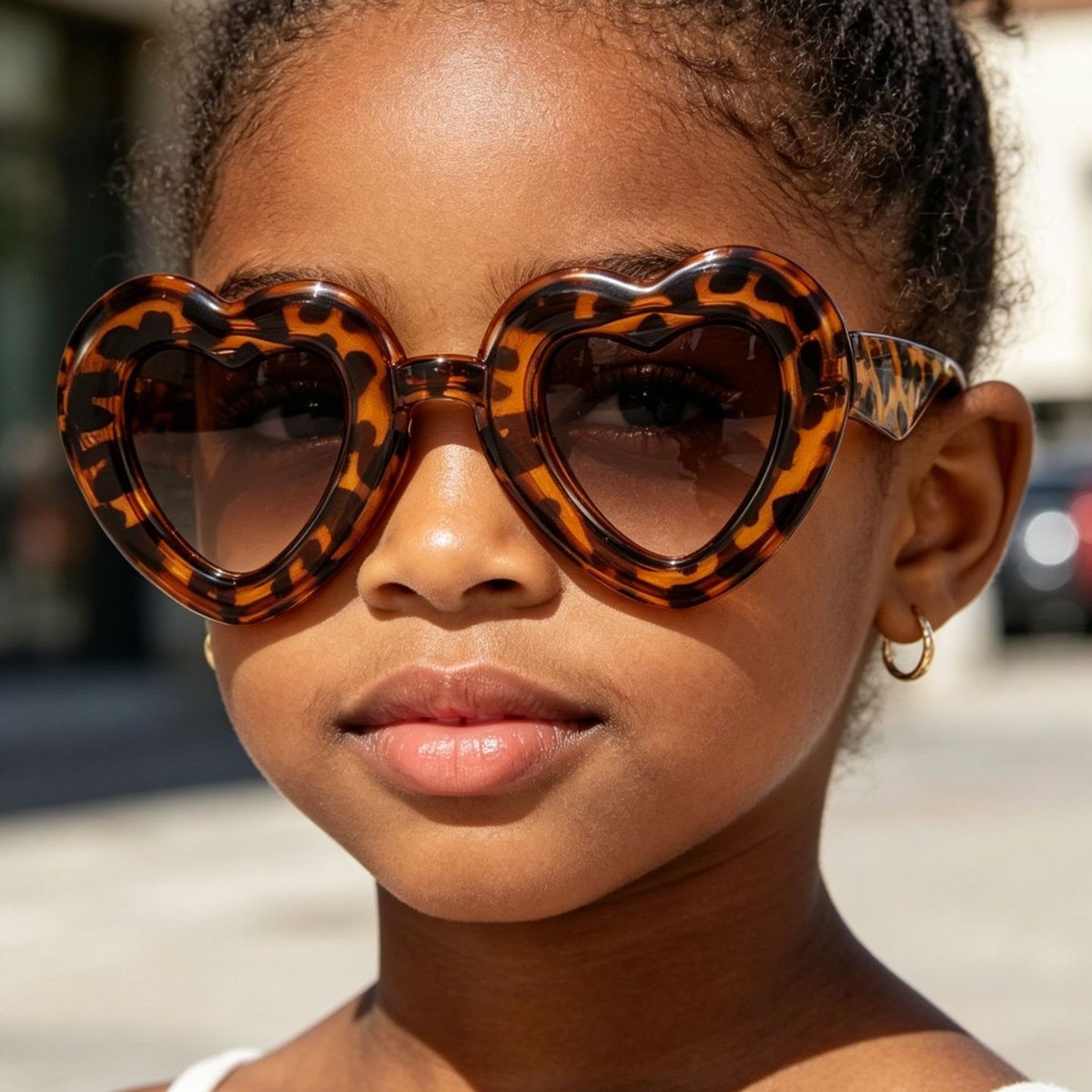 Las nuevas gafas de sol retro modernas con forma de corazón para niños de Lei Ren, con protección UV.