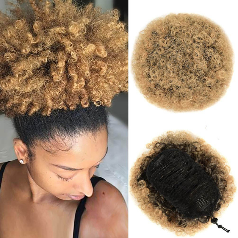 欧美非洲黑人爆炸头假发大发包蓬松卷Afro Puff Kinky Curly 假发|undefined