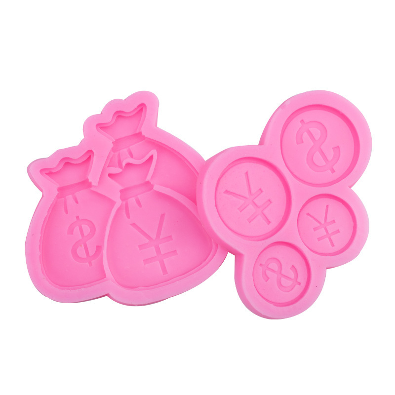 Bolsa de dinero multi-oro moneda símbolo modelado molde de silicona creativo horneado fondant pastel decoración arcilla suave cerámica molde image 4