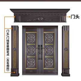 2024新款乡村别墅装修工程子母门庭院纯铜门不锈钢镀铜防盗入户门