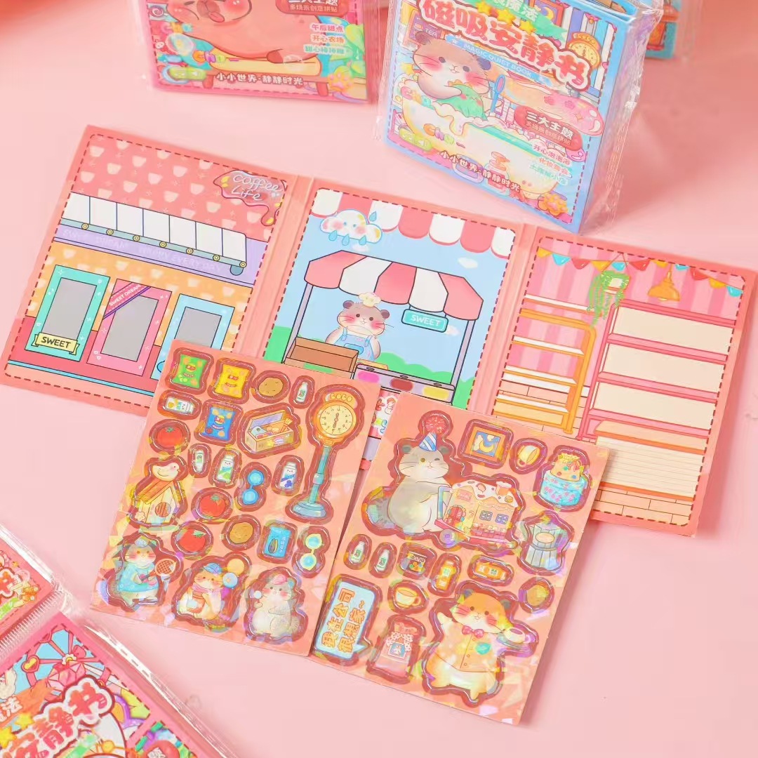 Shang Super nuevo mini libro de pegatinas de absorción magnética para niños hechos a mano DIY niñas estudiantes de primaria de bolsillo libro magnético silencioso image 2