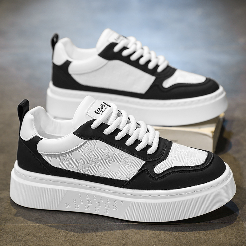 Men's Shoes 2024 Autumn New Fashionable All-match Leather Casual Shoes Men's Sports Sneakers Increased White Brocade