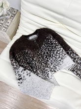欧洲站22秋冬新款 时髦穿搭 提拉米苏小渐变羊驼绒宽松款针织开衫