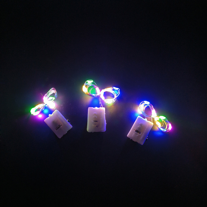 65000810 led铜线小白盒灯串-1米10灯 彩色