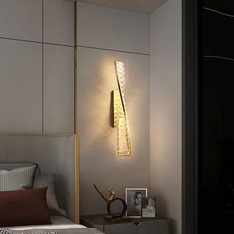 Luz sala de estar moderna lámpara de cristal de fondo de estilo de barra roja lujo red lámpara de pared de dormitorio nuevo estilo de fondo de pared simple