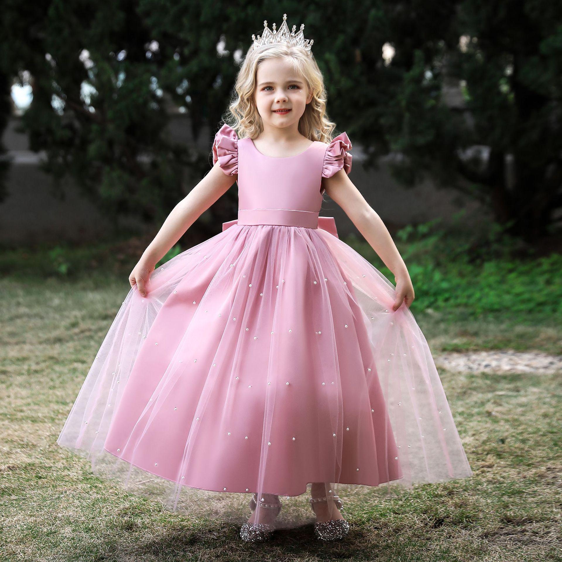 Traje de piano de comercio exterior europeo y americano pettiskirt medio y grandes niños vestido princesa vestido arco niña vestido