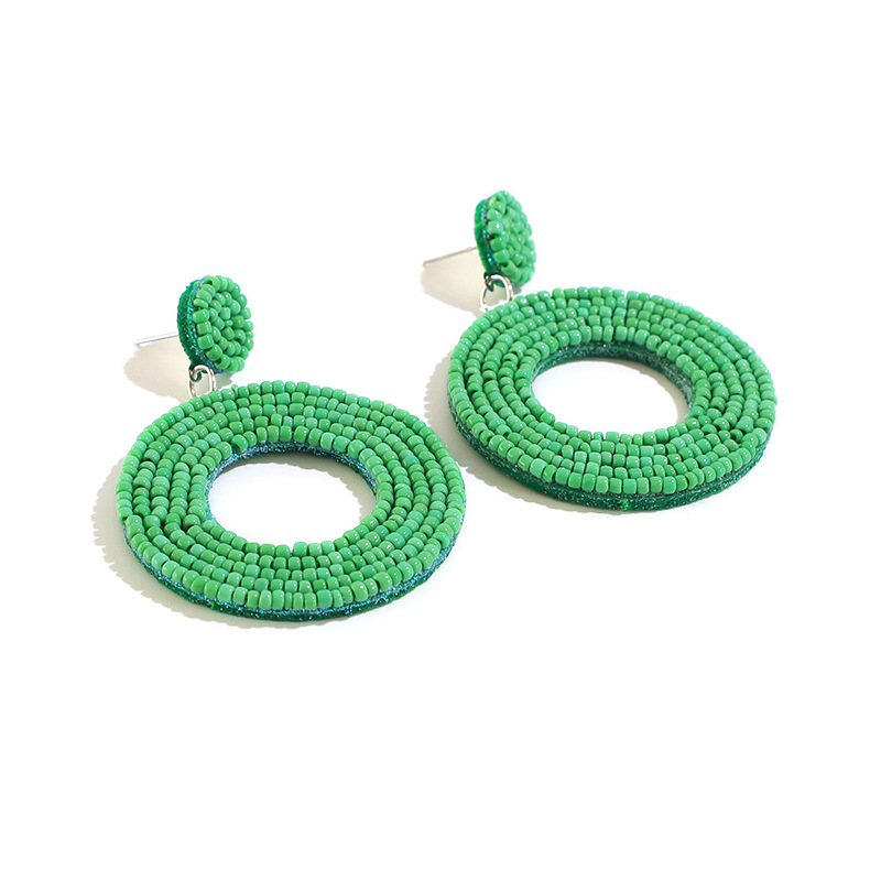 fashion jewelry handwoven resin rice beads bohemian retro circle earringspicture2