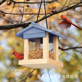 木制悬挂鸟窝小房子庭院装饰迷你型蜂鸟繁殖箱夏天躲雨鸟屋喂食器