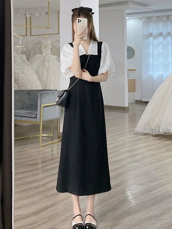 2025年夏の新作婦人服、少し太った女性向け、痩身、年齢軽減、ウエストを細く見せるストラップ付きロングスカート、フレンチスタイルのドレス|undefined