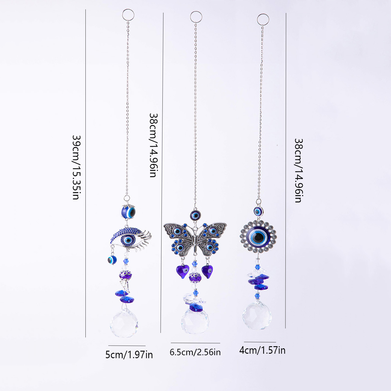 64g Weight Suncatcher, Wind Chime Home Textiles & Decor Type Crystal Pendant Classification 1 Piece Quantity Casual, Holiday, Daily Occasion Alloy, Crystal Material Devil's Eye, Butterfly Pattern Elegant, Pastoral Style Elegant Pastoral Devil's Eye Butterfly Alloy Crystal Suncatcher Wind Chime Wall Art 无