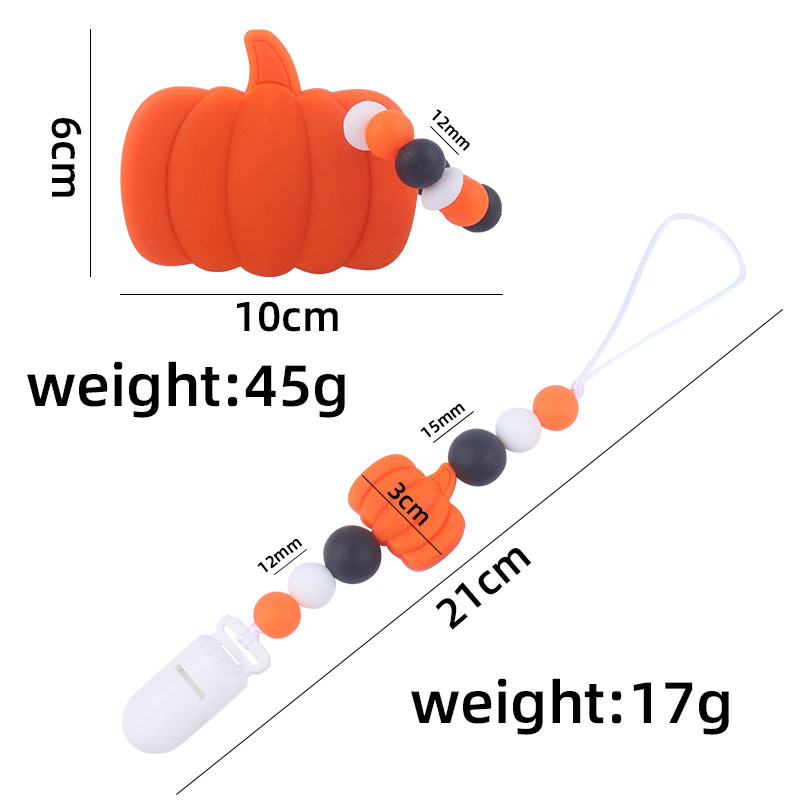 Nuevo bebé suministros calabaza mordedor dientes molienda pulsera bebé calabaza cuentas de silicona pezón cadena anti-caída